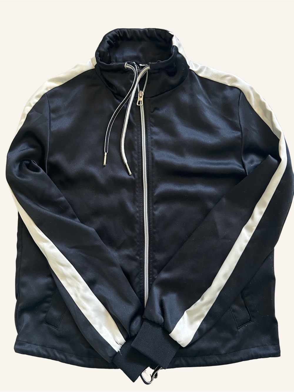 H&M Divided Track Jacket Black with White Stripes Size XS Retro